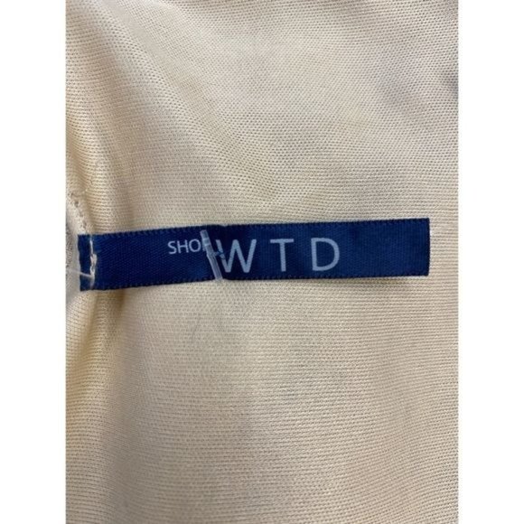 WTD Lace Bodycon Long Sleeve Mini Dress Champagne Beige Size Large NWT - Picture 3 of 4